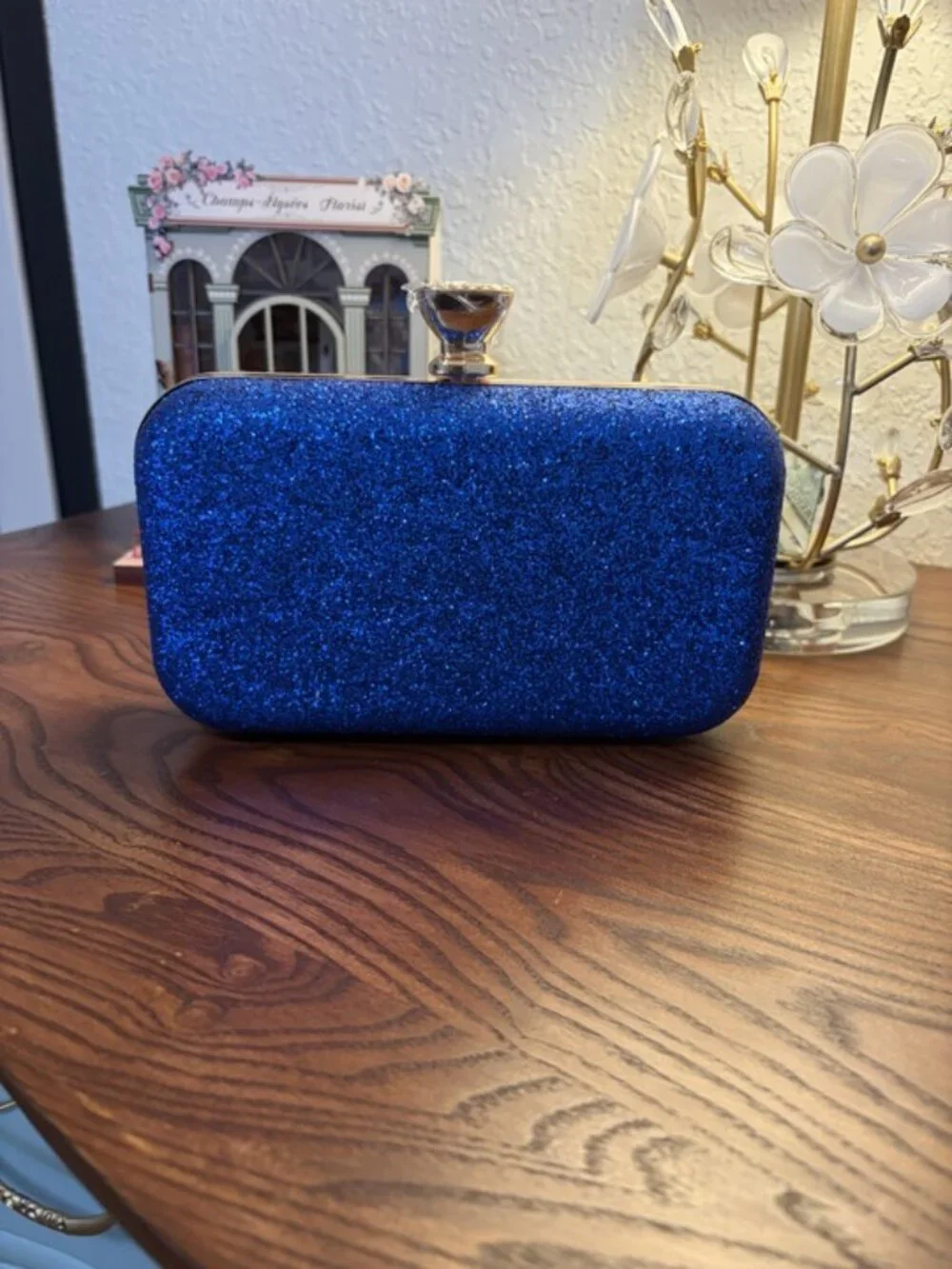 Jewel Encrusted Blue Evening Bag - Picture 3 of 4